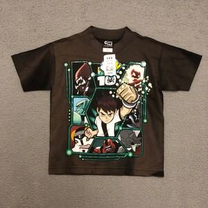 VTG NWT Ben 10 Cartoon Network T-Shirt Kids Medium Brown Graphic Tee Promo